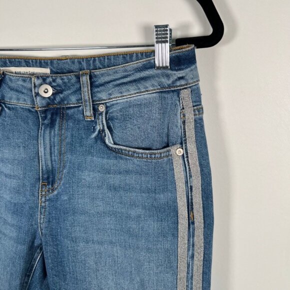 Anthropologie Pilcro and The Letterpress Tuxedo Stripe Raw Hem Jeans 27 - Picture 11 of 15